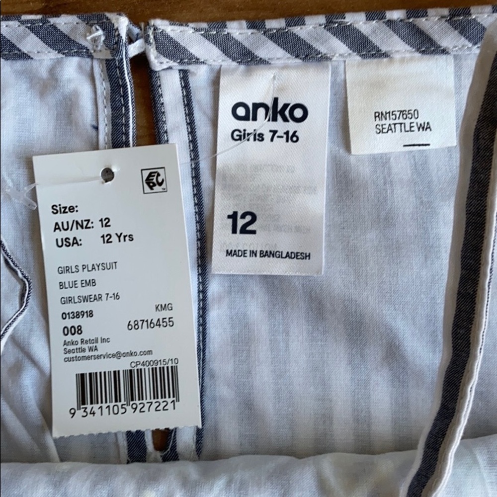 Anko blue Embroidered girl’s play suit - Picture 6 of 7